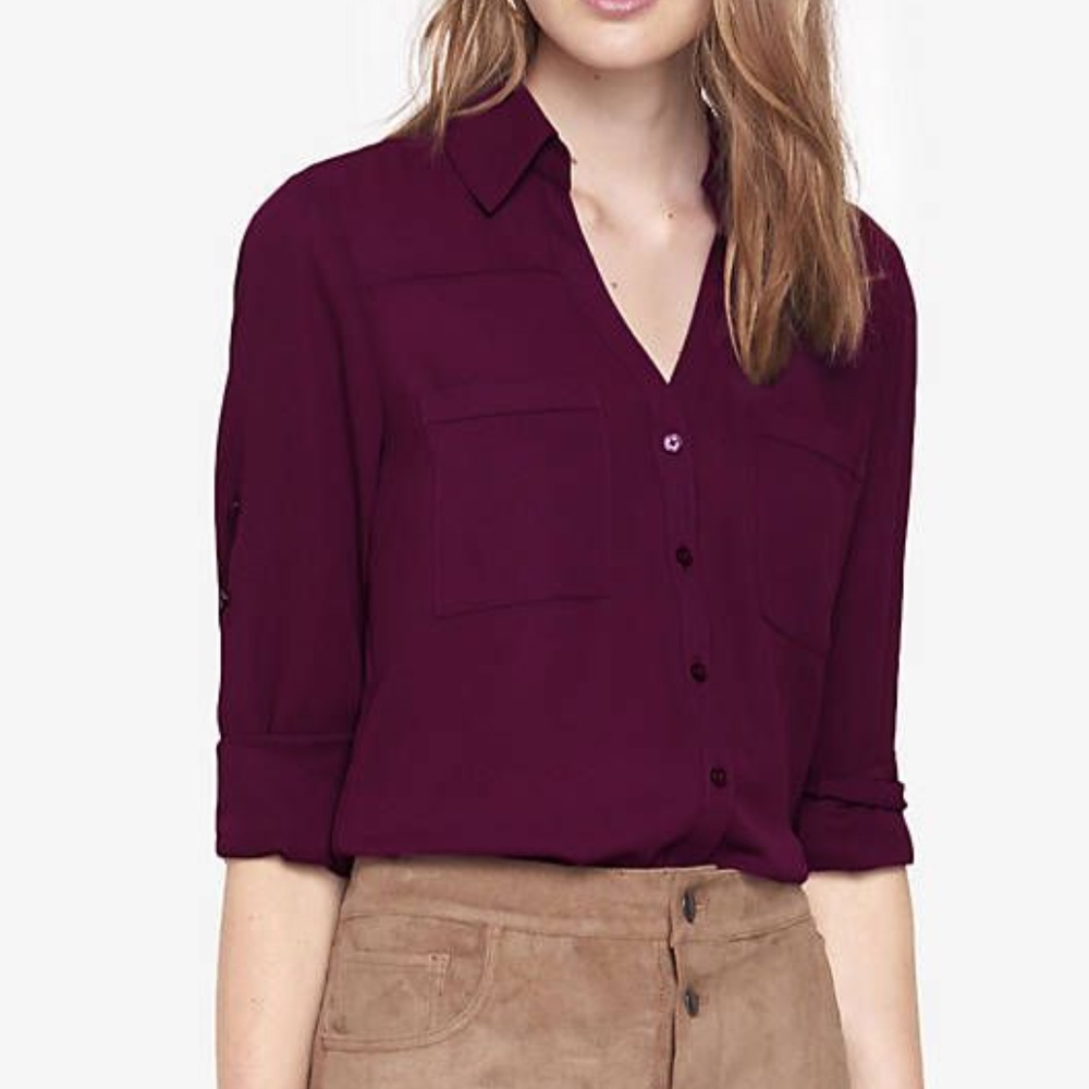Burgundy Original Fit Portofino Shirt - Express